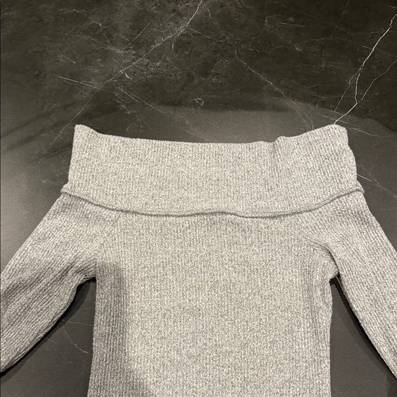 Off Shoulder Gray Knit Bodysuit - Picture 3 of 5
